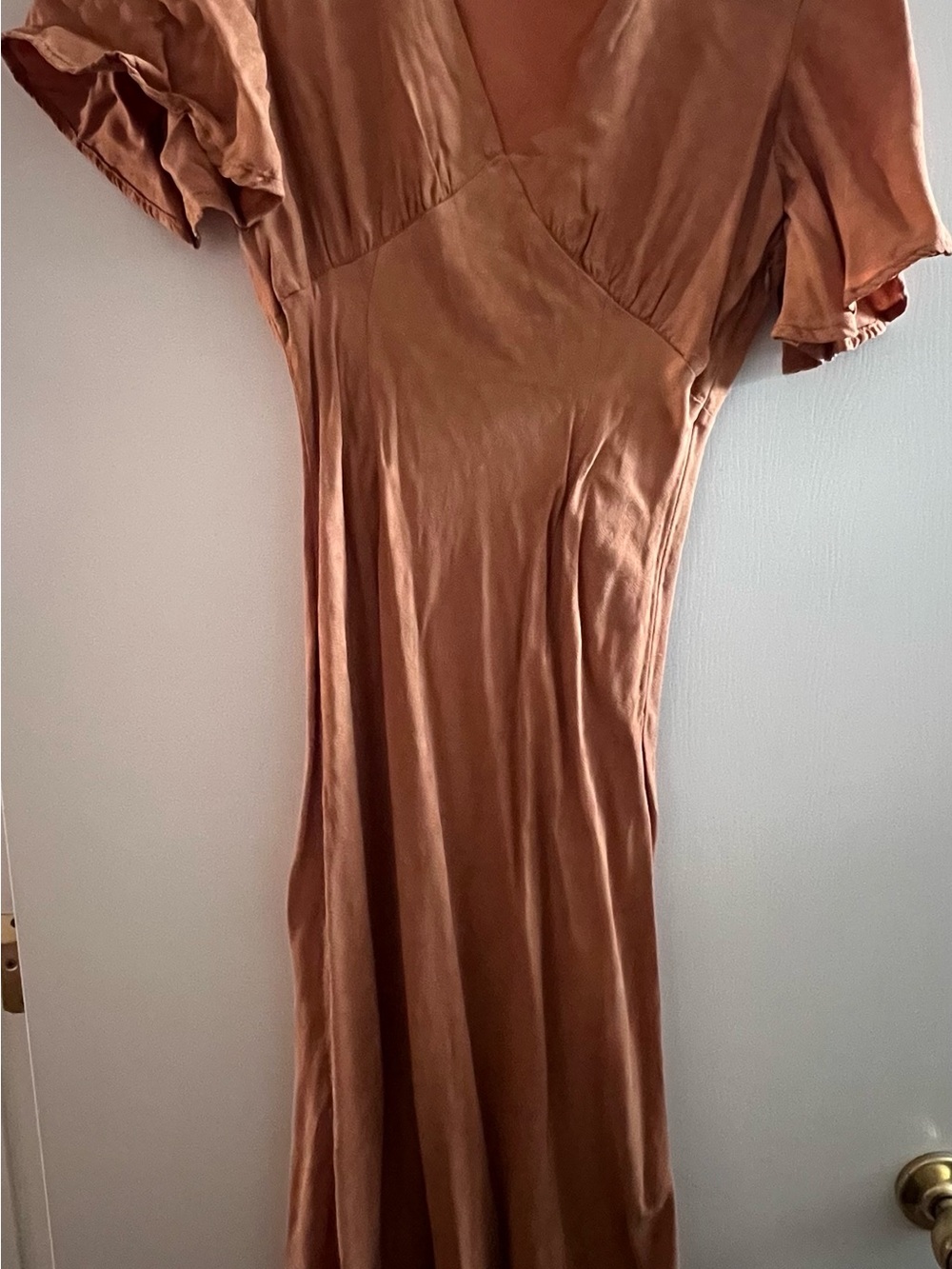 Lost + Wander Rust Brown V-Neck Maxi Dress
